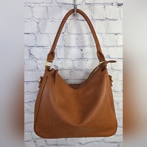 Fawn Design Brown Hobo Bag with Pebbled Leather